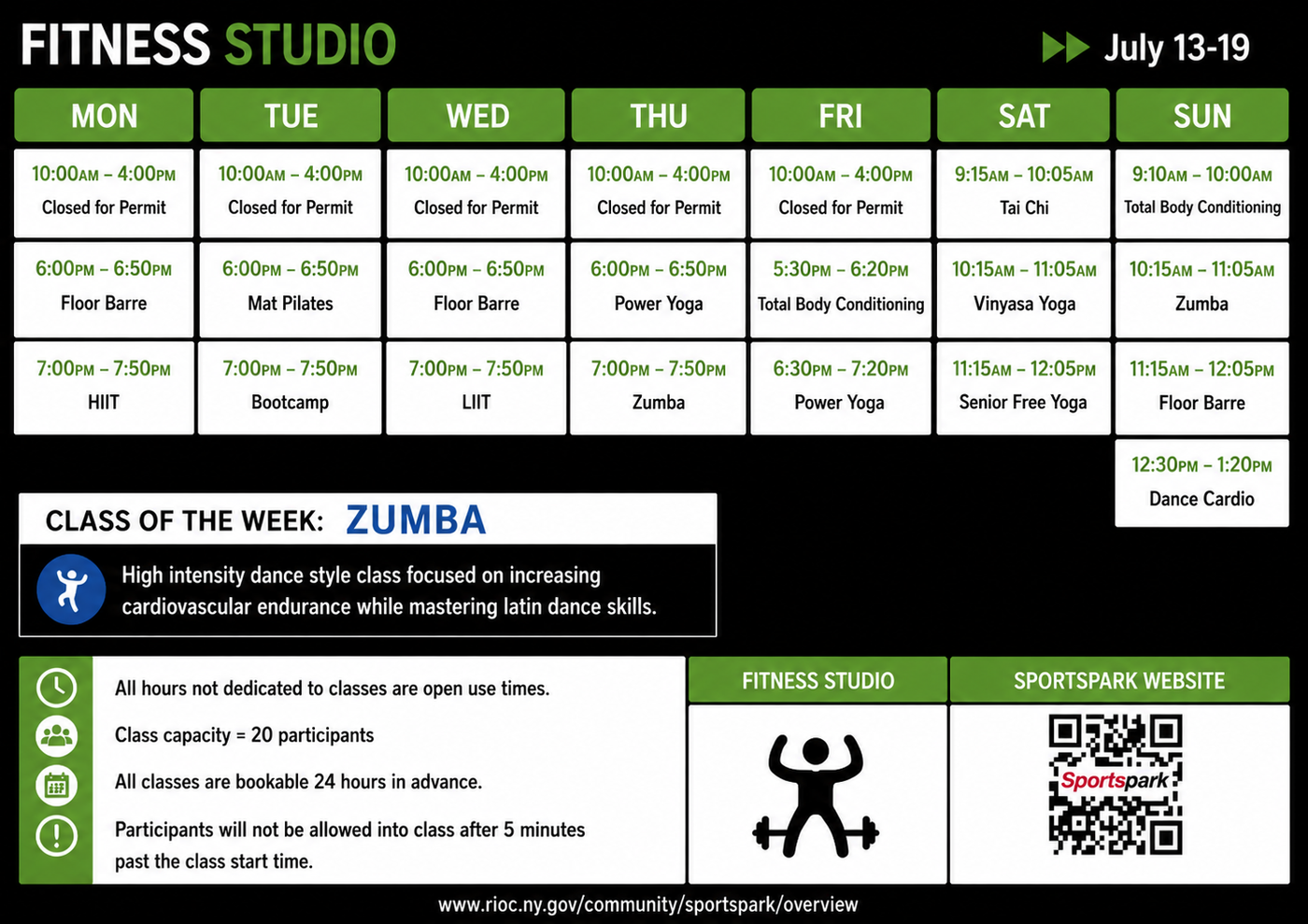 Fitness Classes Schedule